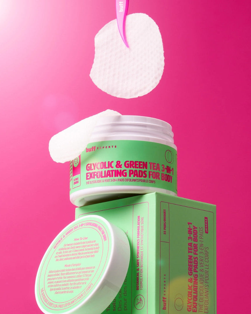 Glycolic & Green Tea Exfoliating Pads - Ingrown Hair + Body Bumps
