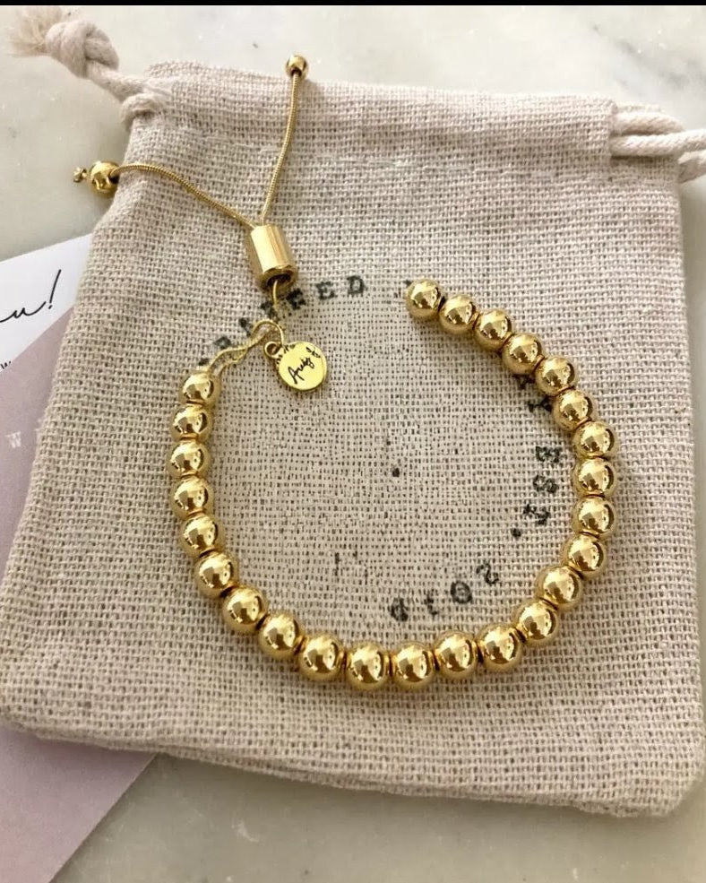 Gold Beaded Adjustable Bracelet