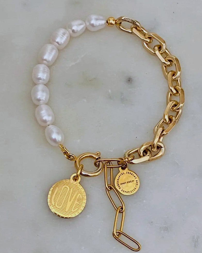 Love Pearl Chain Bracelet