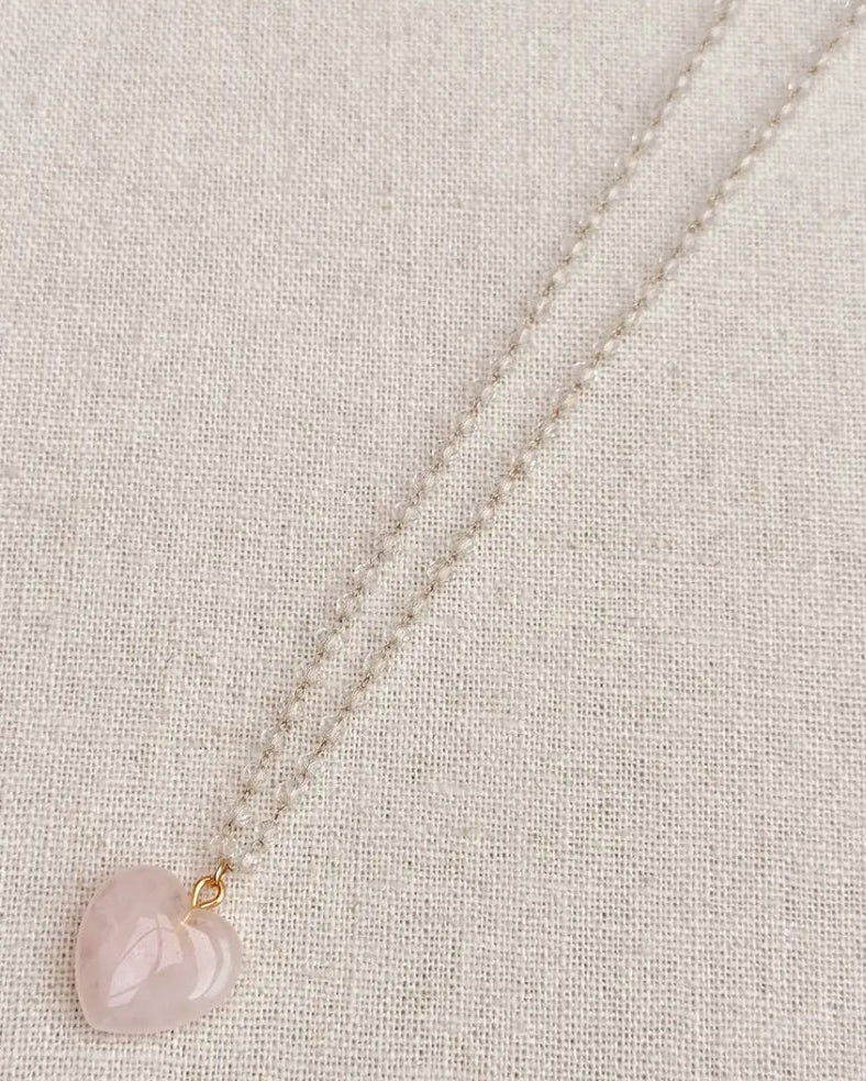 Gracie Rose Quartz Heart Necklace