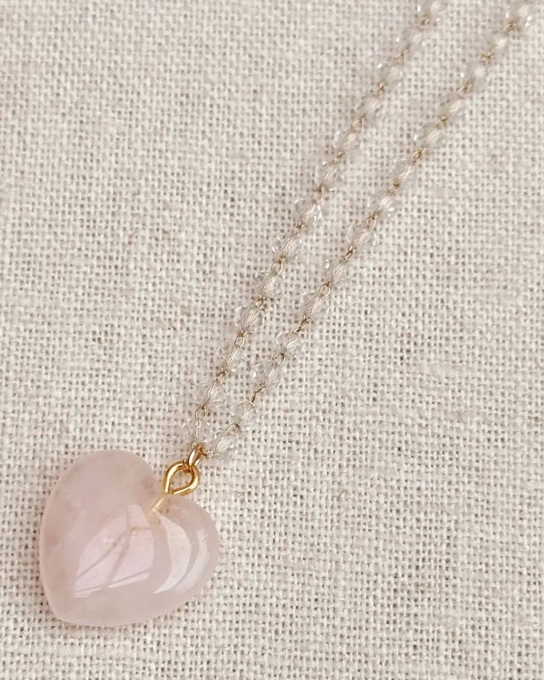 Gracie Rose Quartz Heart Necklace