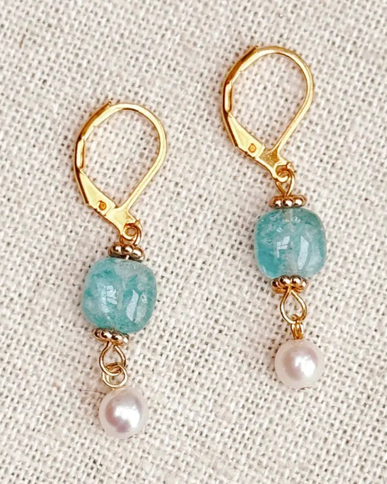 Kyanite & Pearl Drop Earrings