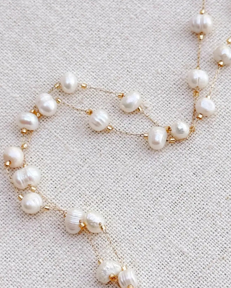 Delicate Pearl Station Necklace