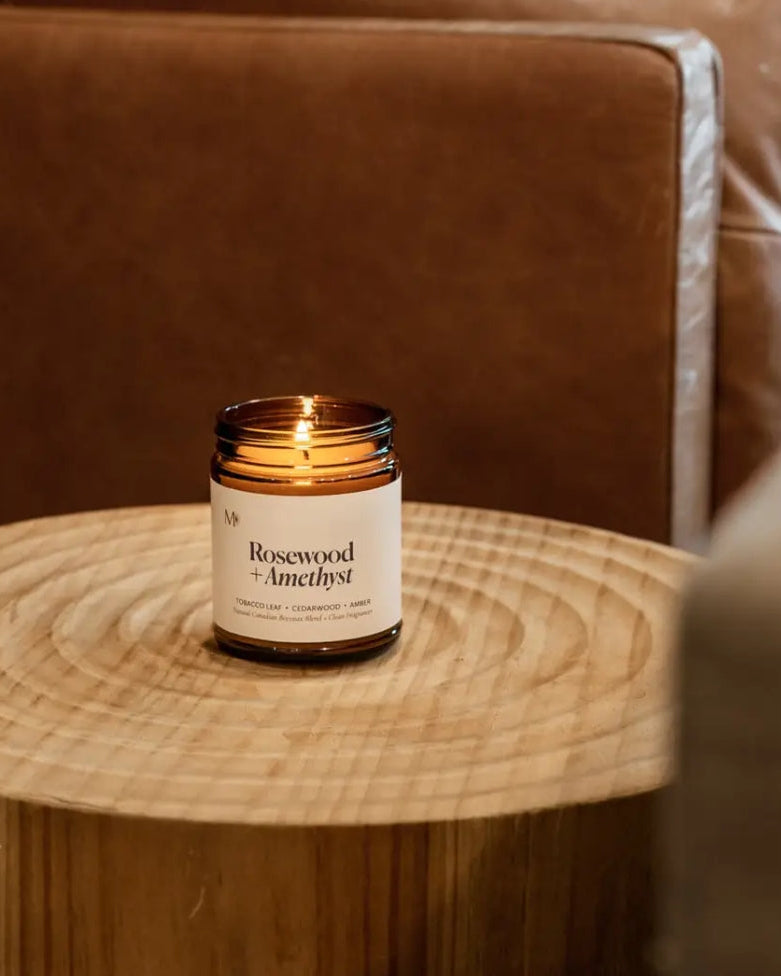 Rosewood + Amethyst | Canadian Beeswax Candle