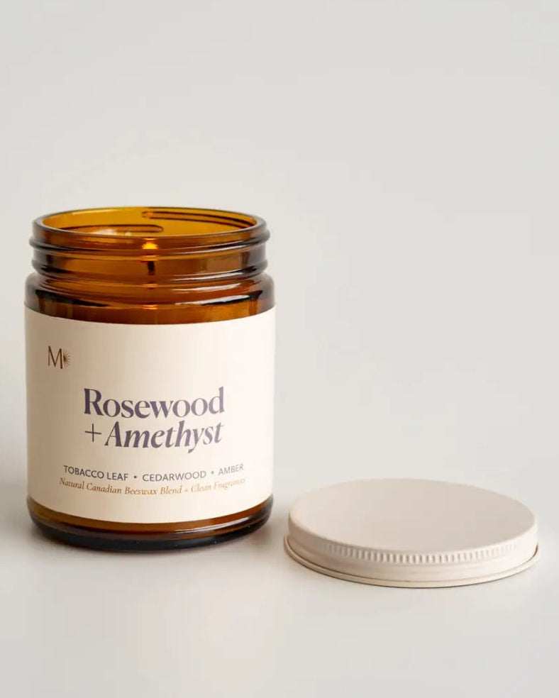 Rosewood + Amethyst | Canadian Beeswax Candle